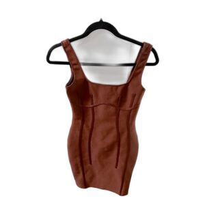 Hot Miami Styles Bandage Mini Dress Women's Brown Fitted Stretch Small Sexy